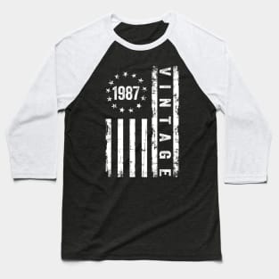 37 Years Old Gifts Vintage 1987 American Flag 37th Birthday Baseball T-Shirt